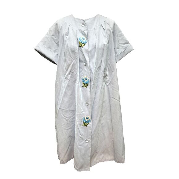 1950s Leisure Lady Pale Blue Cotton House Dress - Picture 1 of 4